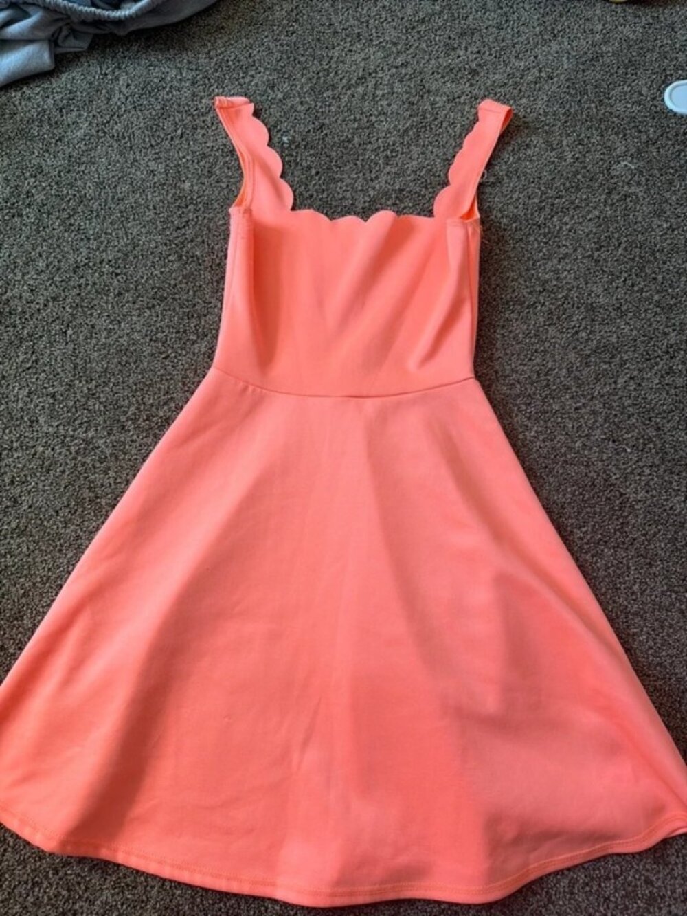 Coral Scalloped Strap Mini Skater Dress XS / US 2